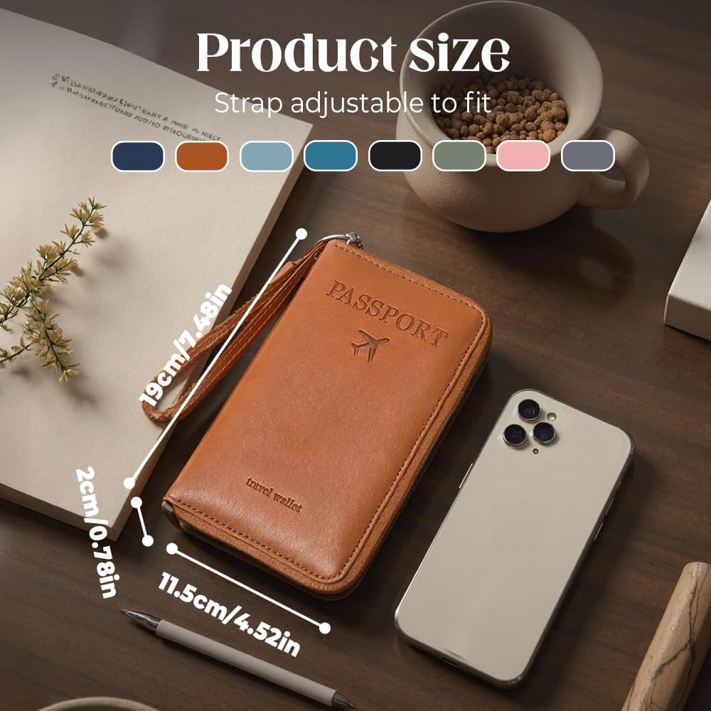 Multi-Functional RFID Passport Wallet, RFID Passport Holder for Wallet, Essential Travel Anti-Theft Wallet Storage Case, Anti-Theft Protective Case (Brown)