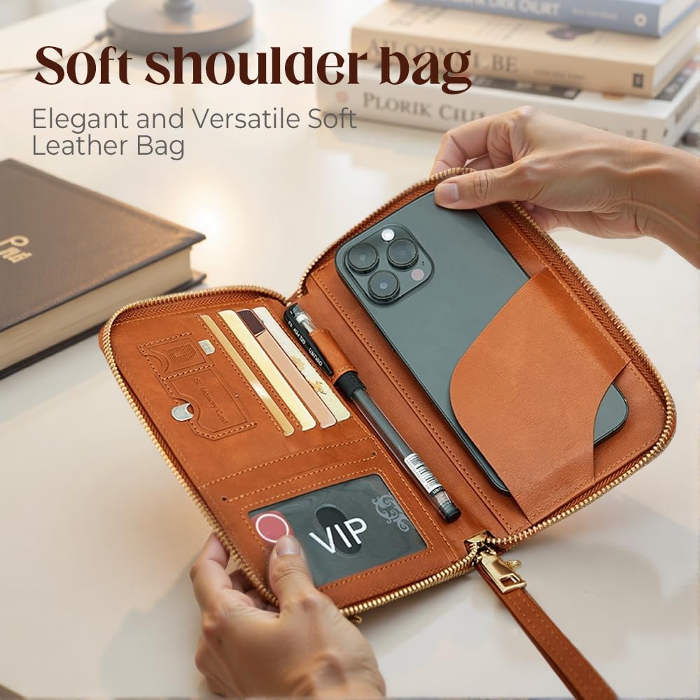 Multi-Functional RFID Passport Wallet, RFID Passport Holder for Wallet, Essential Travel Anti-Theft Wallet Storage Case, Anti-Theft Protective Case (Brown)